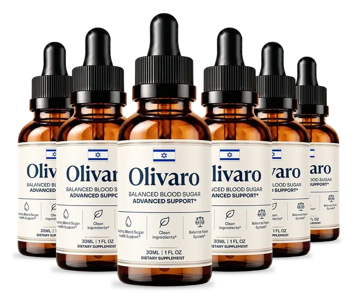 6 amber 30 mL Olivaro dropper bottles with cream labels